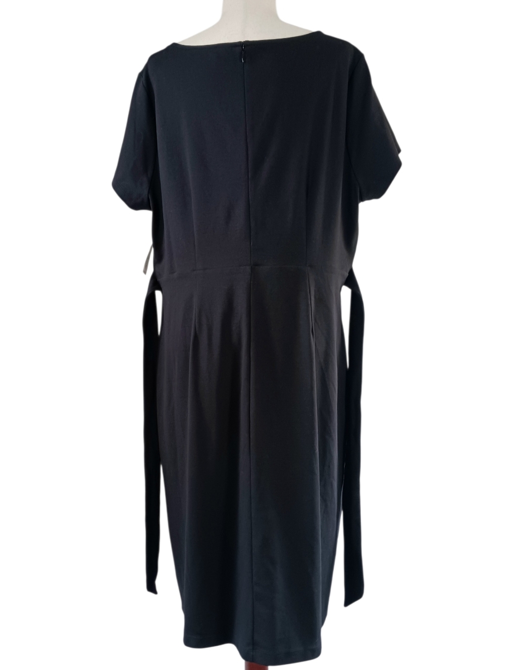 Cotton Dress Tie Waist Short Sleeve Square Neckline Stretch Black Size 2X NEW - Picture 5 of 13